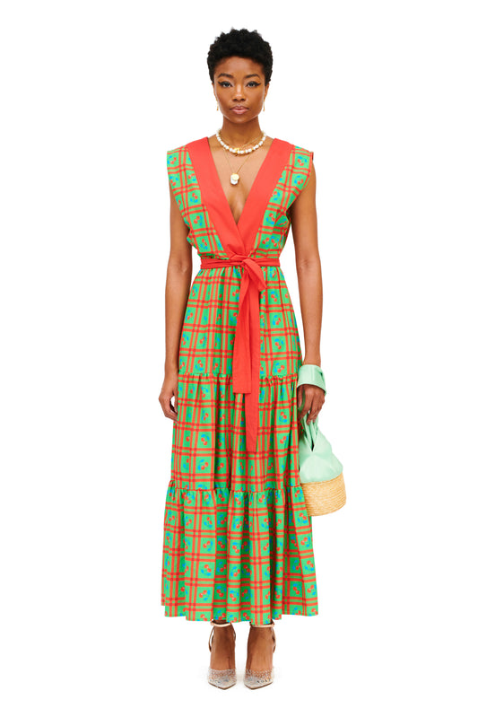 TIERED MAXI DRESS - PICNIC GREEN