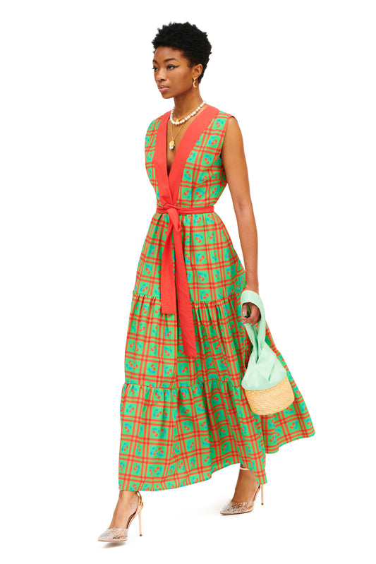 TIERED MAXI DRESS - PICNIC GREEN