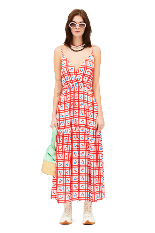WRAP TIERED MAXI DRESS - PICNIC WHITE