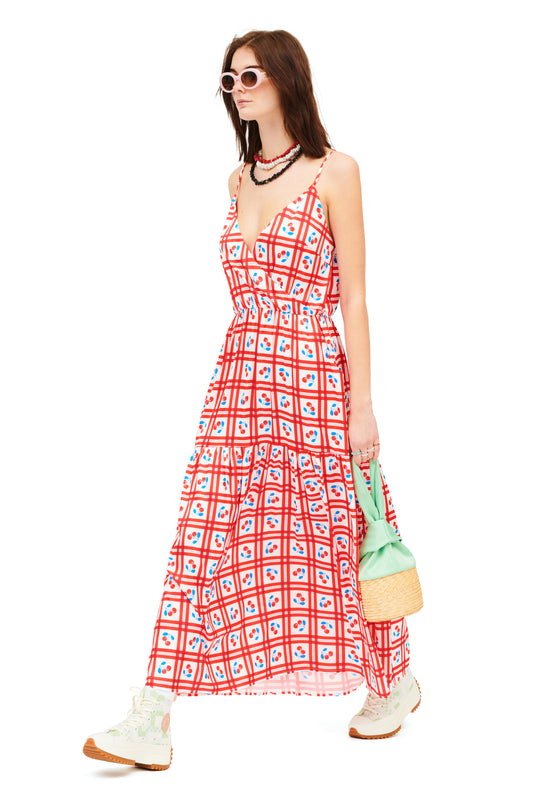 WRAP TIERED MAXI DRESS - PICNIC WHITE