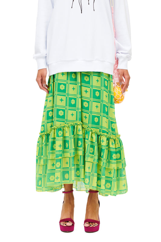 CHIFFON MIDI SKIRT - TENEKES GREEN