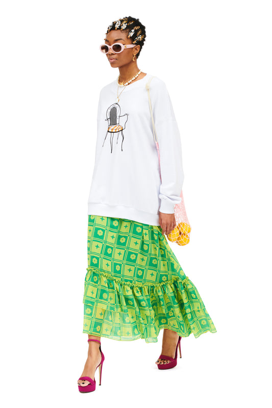 CHIFFON MIDI SKIRT - TENEKES GREEN