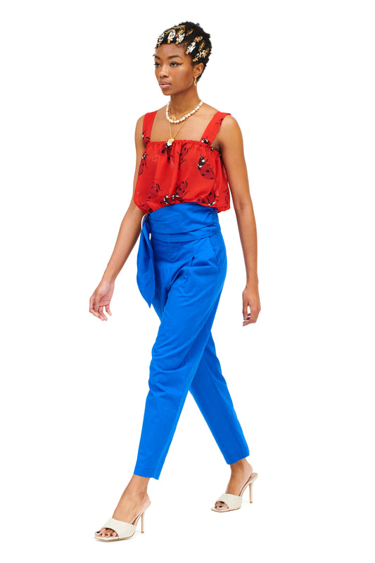 HIGH-WAISTED PANTS - ROYAL BLUE