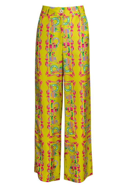 STRAIGHT-LINE PANTS - TRAPEZOMANTILO LIME