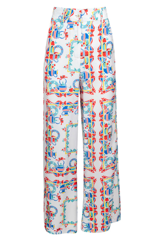 STRAIGHT-LINE PANTS - TRAPEZOMANTILO WHITE