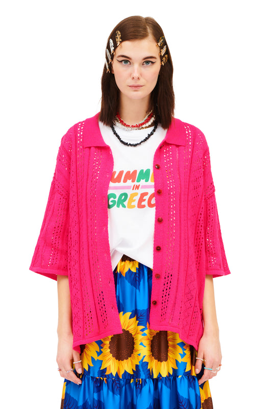 KNITTED SHIRT - FUCHSIA