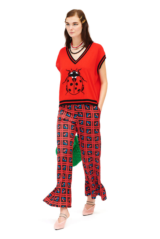 KNITTED VEST - LADYBUG