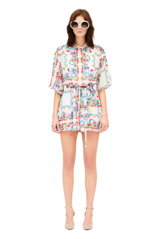 CHIFFON PLAYSUIT - TRAPEZOMANTILO WHITE