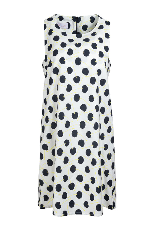 MINI COTTON DRESS - POLKA CHERRIES WHITE