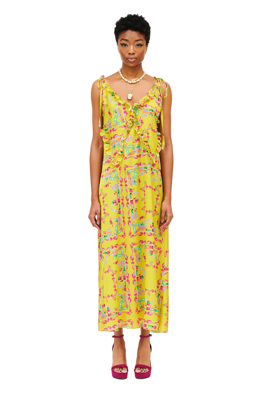 MAXI SLIP DRESS - TRAPEZOMANTILO LIME