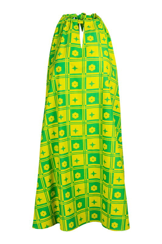 HALTERNECK LOOSE DRESS - TENEKES GREEN