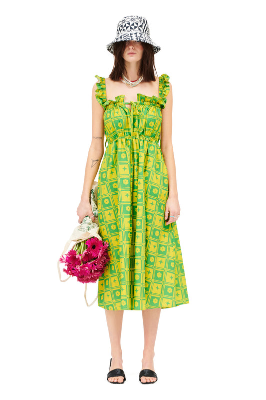 SLEEVELESS MIDI DRESS - TENEKES GREEN