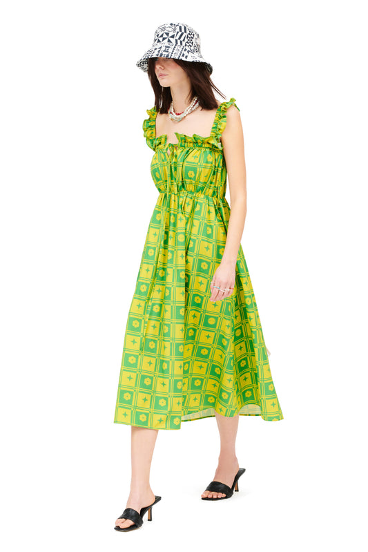 SLEEVELESS MIDI DRESS - TENEKES GREEN