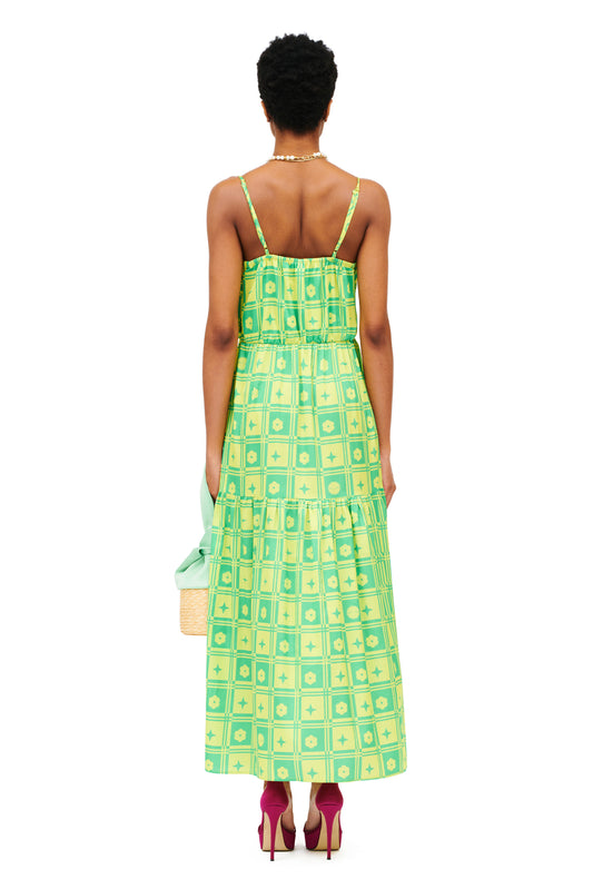 WRAP TIERED MAXI DRESS - TENEKES GREEN
