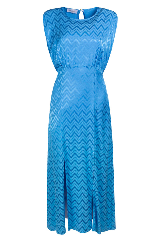 STRAIGHT-LINE JACQUARD DRESS - BLUE