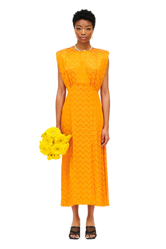 STRAIGHT-LINE JACQUARD DRESS - ORANGE