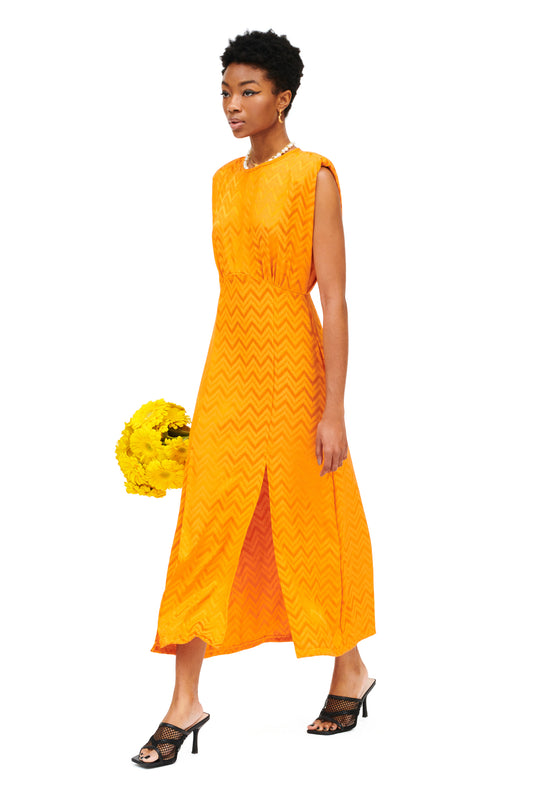 STRAIGHT-LINE JACQUARD DRESS - ORANGE
