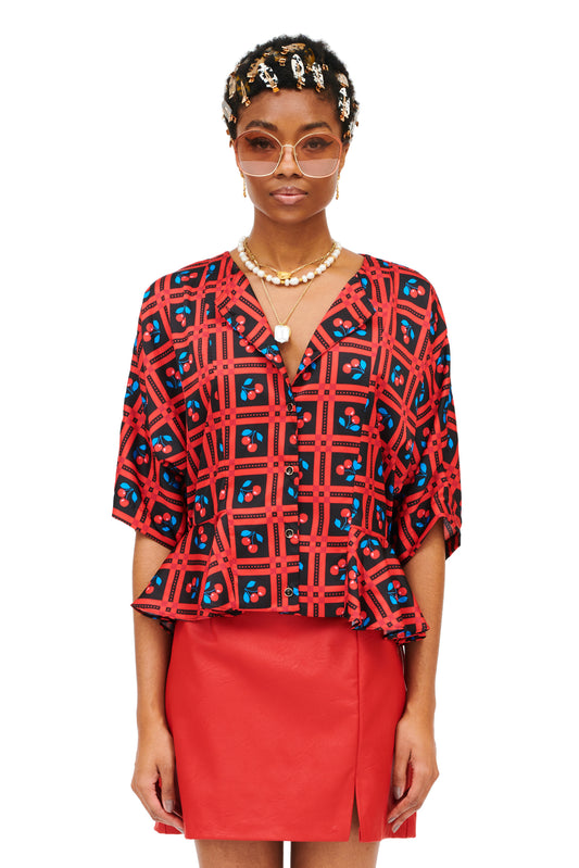 RUFFLED SHIRT - PICNIC BLACK