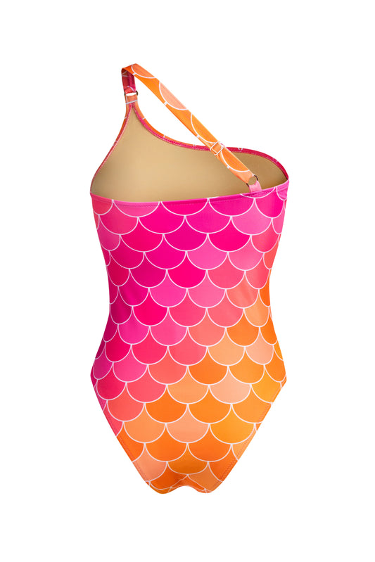 ONE-SHOULDER SWIMSUIT MERMAID FUCHSIA