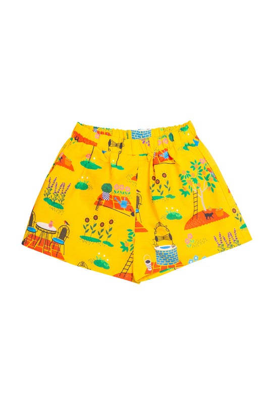 ELASTICATED-WAIST SHORTS CHORIO YELLOW