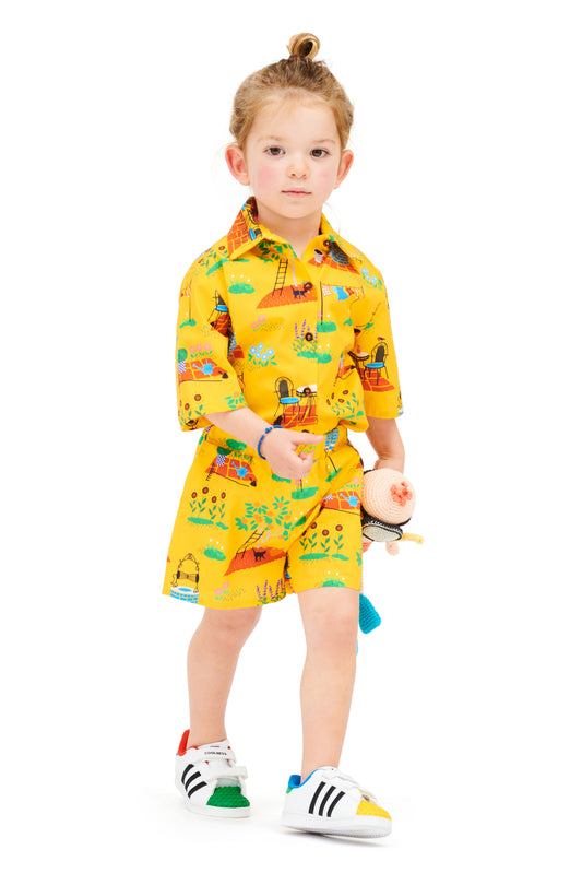ELASTICATED-WAIST SHORTS CHORIO YELLOW