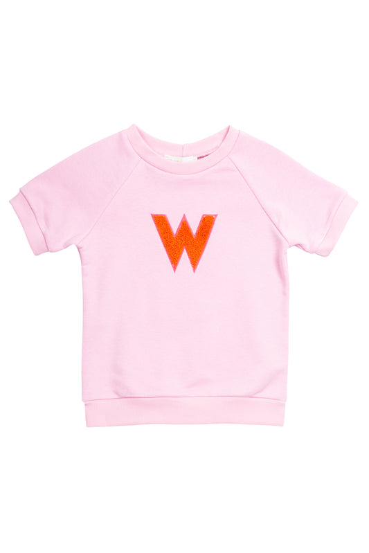 SHORT-SLEEVE LONG SWEATER PINK