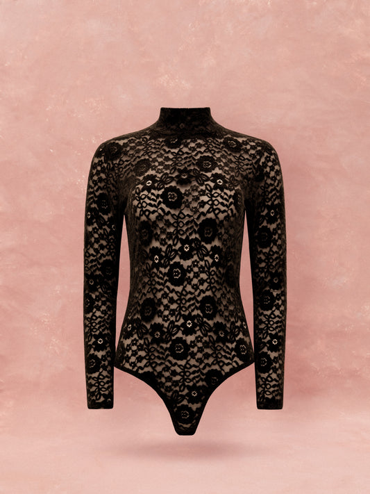 LACE BODYSUIT - BLACK
