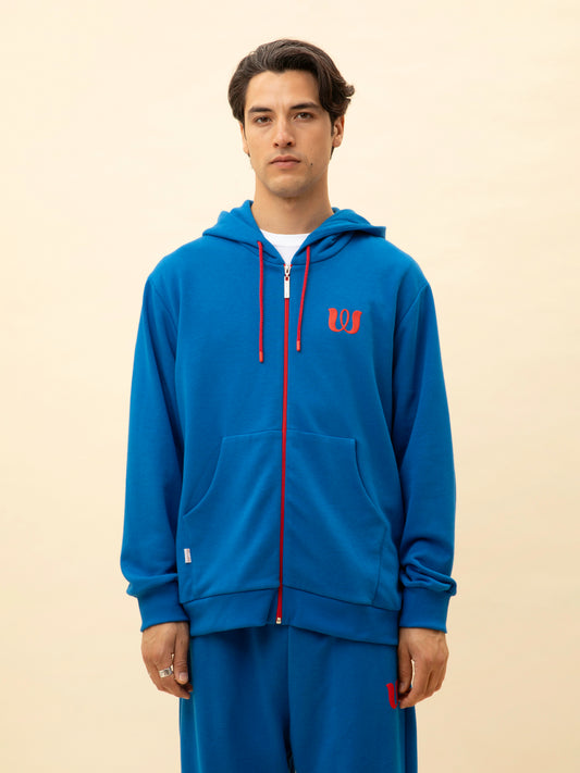 UNISEX ZIPPED HOODIE BLUE