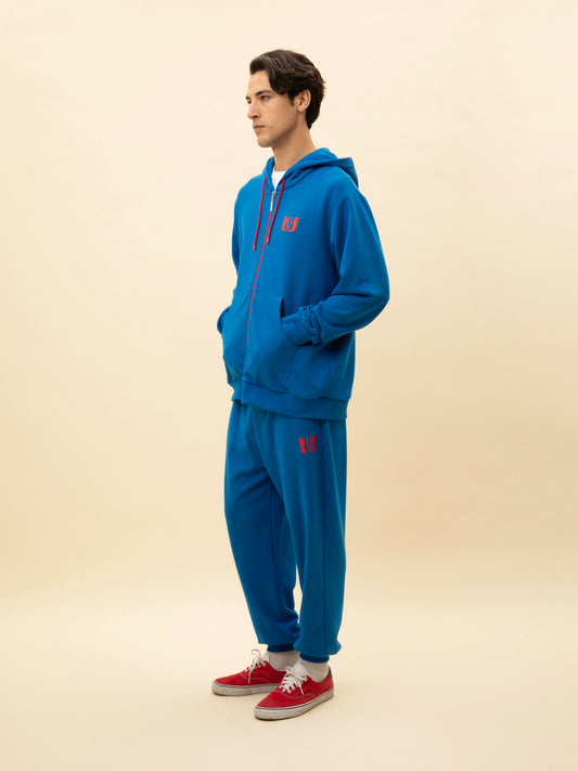 UNISEX ZIPPED HOODIE BLUE