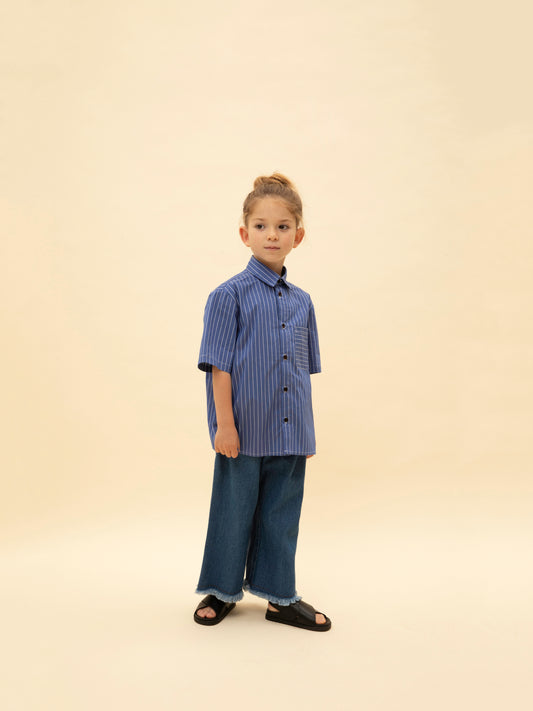 SHORT-SLEEVE STRIPED SHIRT BLUE