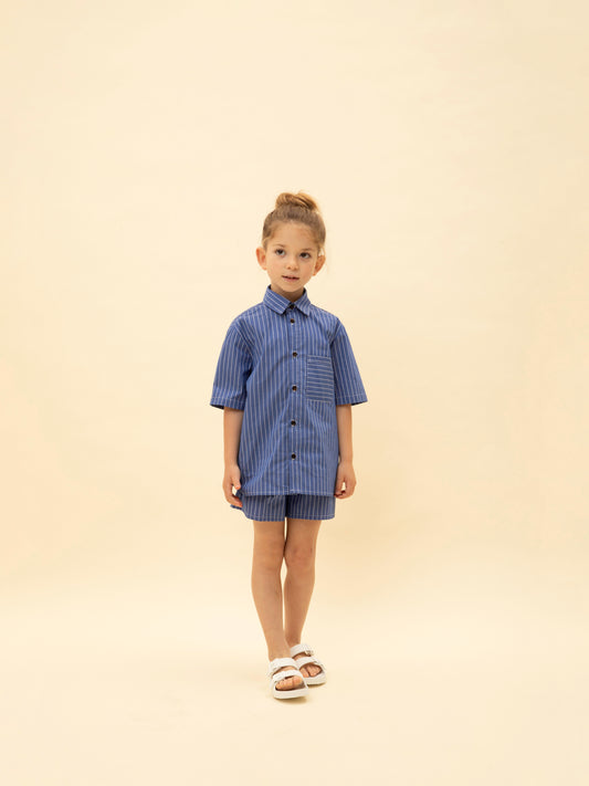 ELASTICATED-WAIST STRIPED SHORTS