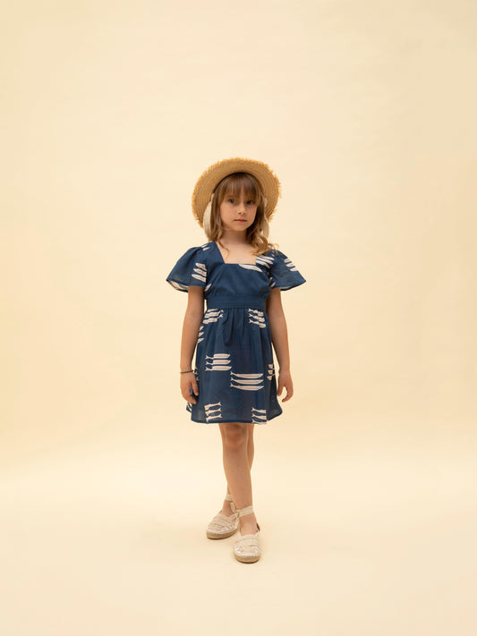 SQUARE-NECK DRESS SARDELES NAVY