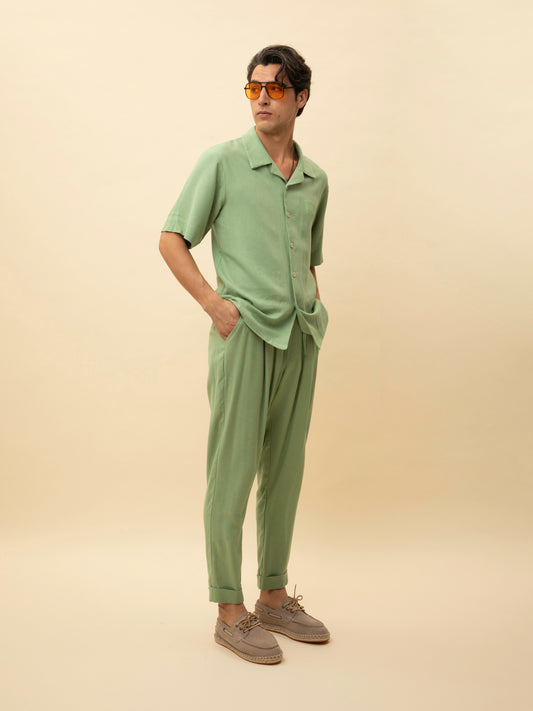ELASTICATED-WAIST PANTS MINT