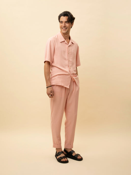 ELASTICATED-WAIST PANTS PINK
