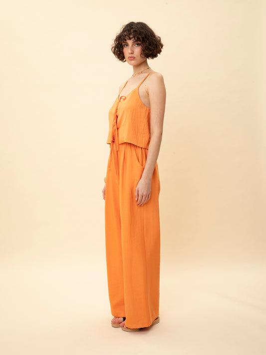 ELASTICATED-WAIST PANTS ORANGE