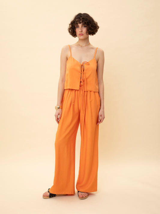 ELASTICATED-WAIST PANTS ORANGE