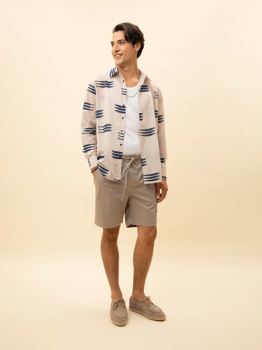 ELASTICTATED-WAIST SHORTS TAUPE