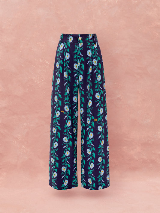 PLEATED CLASSIC PANTS - MOONFLOWERS