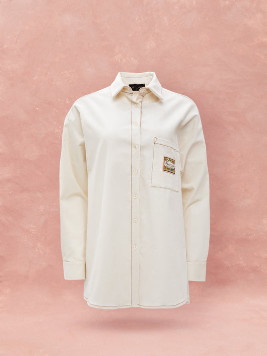OVERSIZED CORDUROY SHIRT - IVORY