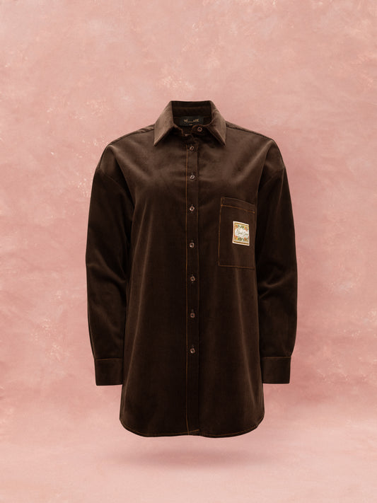 OVERSIZED CORDUROY SHIRT - BROWN