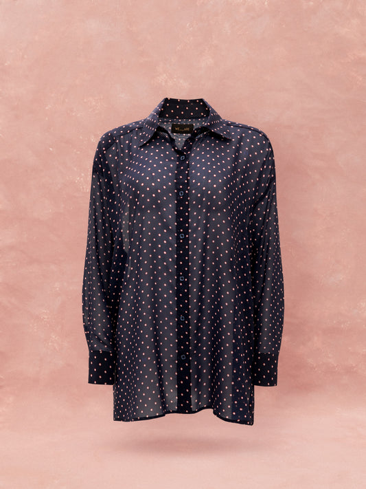 OVERSIZED CHIFFON SHIRT - FLORAL DOT BLUE